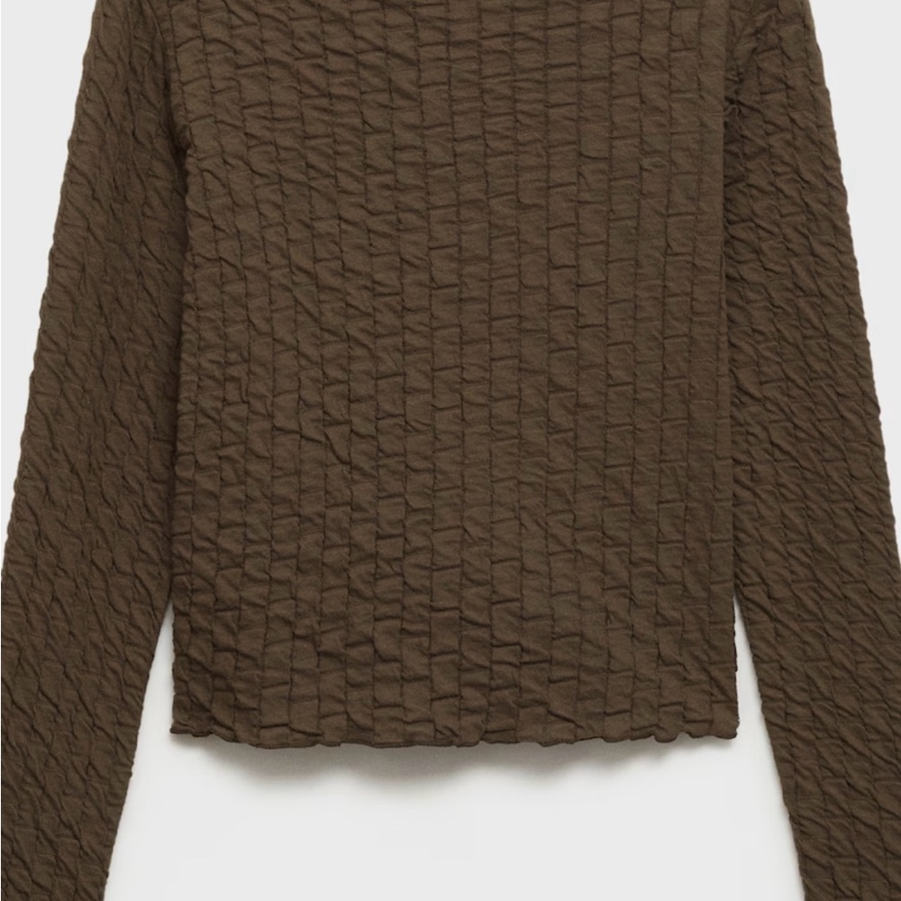 Mango Ribbed Knit Top in Brown